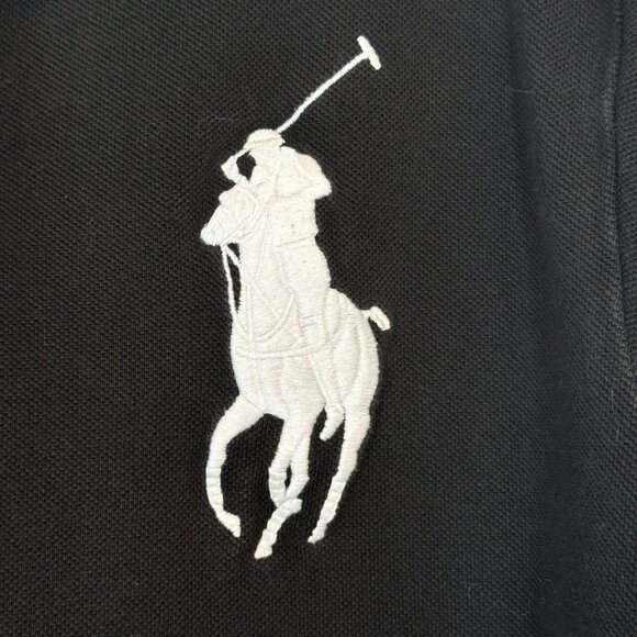 Ralph Lauren Polo Shirt Large Pony Logo Black Long Sleeve Preppy Large - Picture 4 of 10